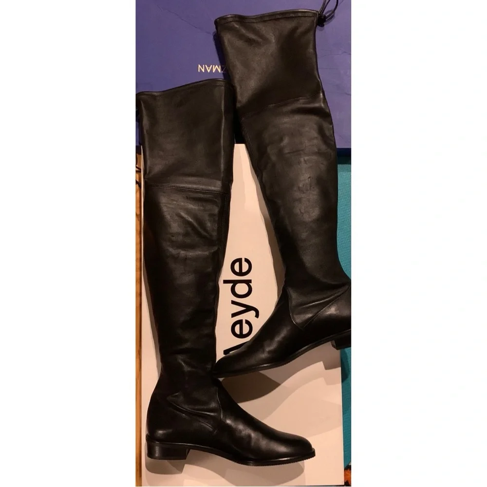 NIB Stuart Weitzman | black stretch nappa Leather lowland boots